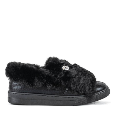 Schwarzer Slip mit Pelz Manifik - Footwear