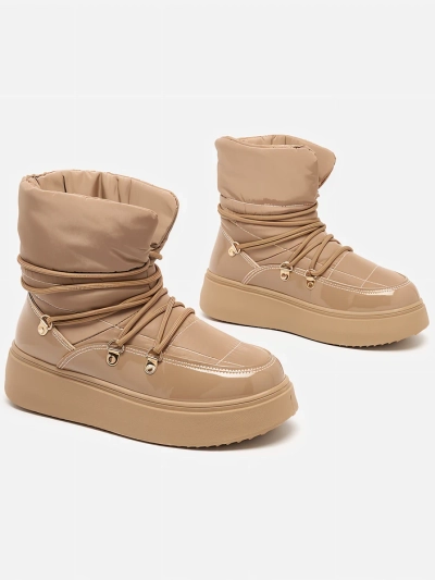 Royalfashion Damen Schlupf-Schneestiefel in brauner Farbe Dabenda