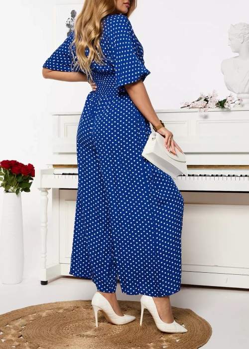 Довгий жіночий гороховий костюм Кобальт - Одяг