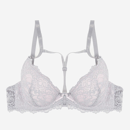 Сіро-рожевий мереживний бюстгальтер з бретелями - Нижня білизна
