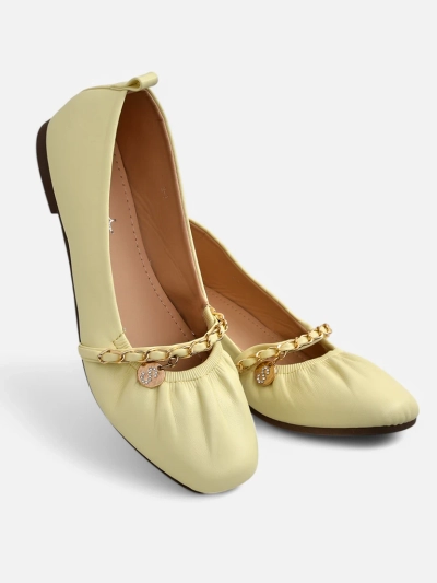 Damen Ballerinas AURELIA Gialla mit Kette in Gelb, Öko-Leder