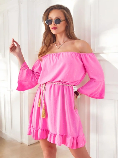Royalfashion Damen-Minikleid im spanischen Stil mit langen Ärmeln und Strasssteinen