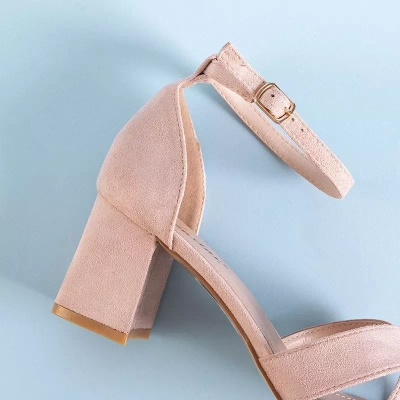 OUTLET Hellrosa Damensandalen auf einem Pfosten Halita - Schuhe