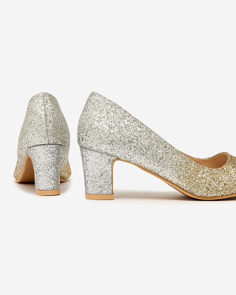 Royalfashion Silber-goldene Damen Yapunni Stiletto Pumps