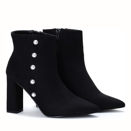 Чорні черевики з перлами на високій стійці Майя - Взуття