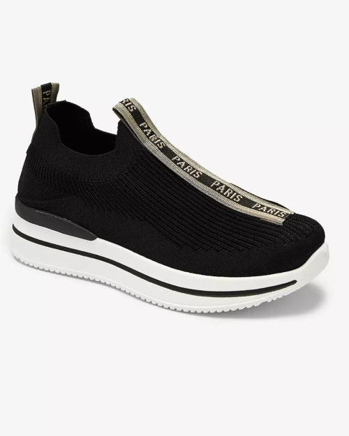 Жіночі спортивні кросівки-сліпони з написом чорного кольору Cerppa- Footwear