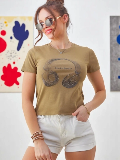 Royalfashion Damen Baumwoll-T-Shirt mit Musik-Sprech-Druck