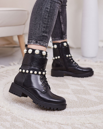 Royalfashion Damen Baggerstiefel in schwarz Fessefy