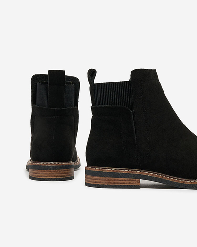Royalfashion Schwarze Damenstiefel aus Öko-Wildleder Veysi a'la sztyblettes