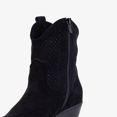 Schwarze durchbrochene Stiefel a'la Cowboystiefel Bakkerom - Schuhe