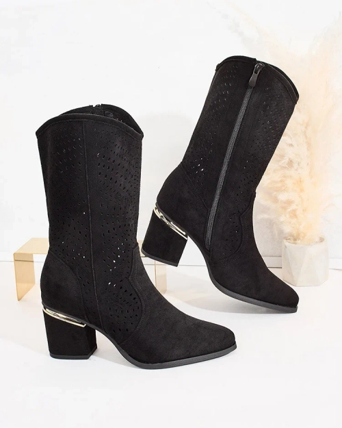 Royalfashion Ажурні чоботи на низькій шпильці Hewir