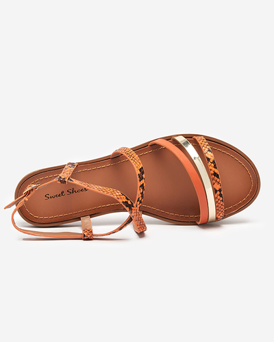 Orangefarbene Damensandalen a'la Schlangenhaut Elione - Footwear