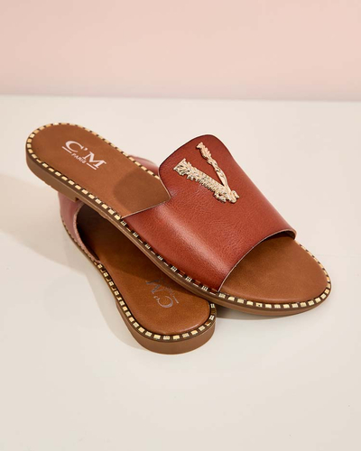 Royalfashion Damen Öko-Leder-Flip-Flops Cemenna