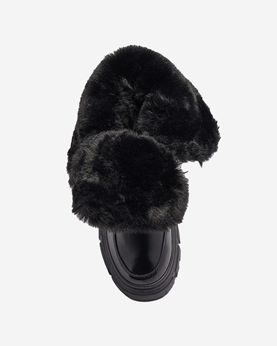 Damen-Schneestiefel mit flacher Sohle in Schwarz Sapollo- Footwear