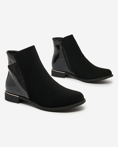 Royalfashion Schwarzer Damenstiefel mit Zirkonia Overlissa