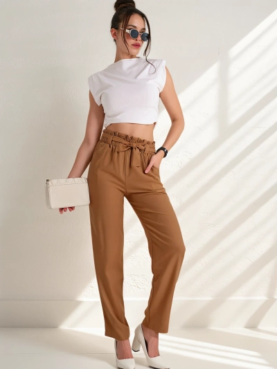 Royalfashion Einfache Damenstoffhosen mit Gürtel