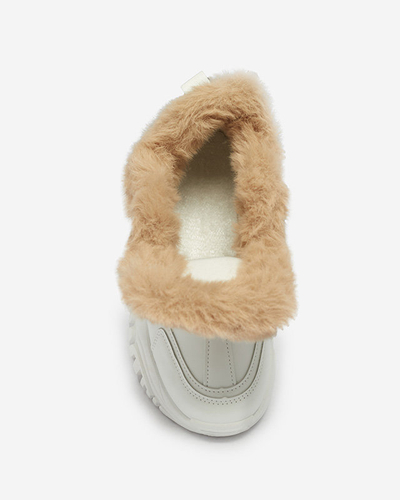 Sportliche weiße Damenschuhe mit Fell Flixi - Schuhe