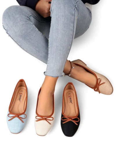 Royalfashion Damen Ballettschuhe mit Glitzer und einer Schleife Aramie