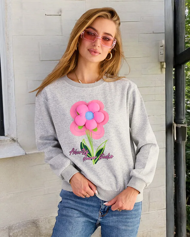 Royalfashion Damen Sweatshirt mit dünnem Druck