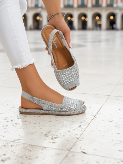 Royalfashion Damen Espadrille-Sandalen mit Zirkonia Belle Sparkle