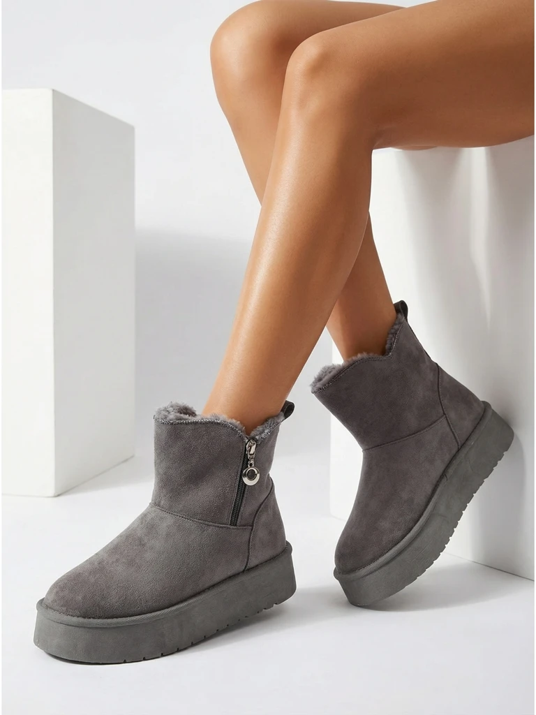 Damenstiefeletten Luna Grau Öko-Leder Elegant für den Winter