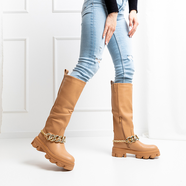 Braune Damenstiefel mit Kette Sudzi- Footwear