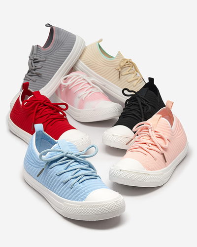Royalfashion Schwarz Damen Manfer gerippte Sneaker