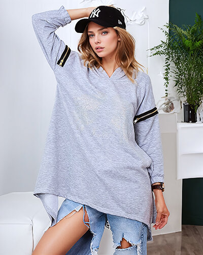 Жіночий світшот Royalfashion Grey на блискавці