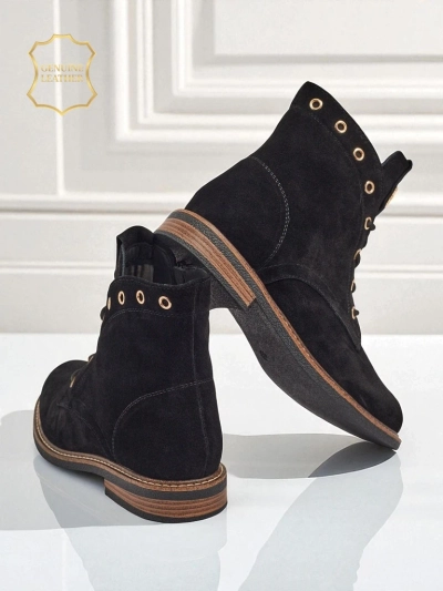 Botki damskie Aurelia Romano z naturalnego zamszu – brązowe, z futerkiem