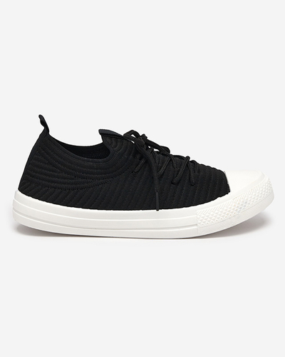 Royalfashion Schwarz Damen Manfer gerippte Sneaker