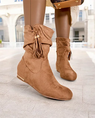 Royalfashion Eko Wildleder-Stiefeletten mit verstecktem Keilabsatz