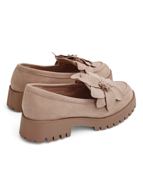 Royalfashion Еко нубук жіночі мокасини з квіткою Floverse