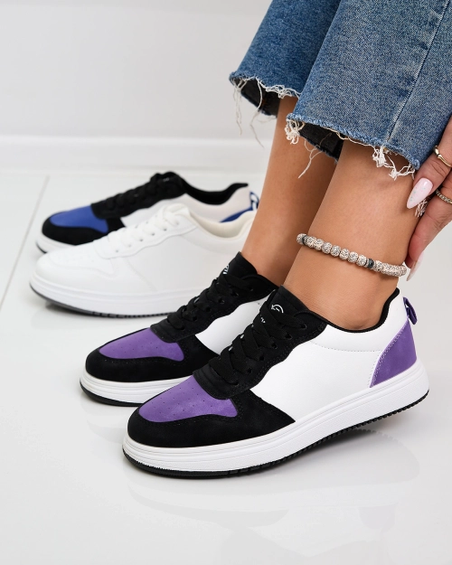 Royalfashion Чорно-білі спортивні кросівки з фіолетовими вставками Colorburst Classics