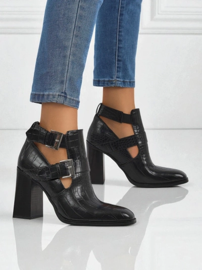 Geprägte Damen Stiefeletten mit Blockabsatz Burnt Halo