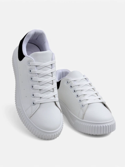 Callista Damen-Plateausneakers aus Öko-Leder, wei	-schwarz