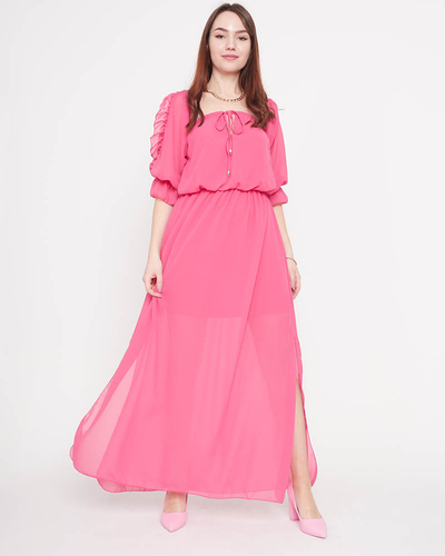 Spanisches Maxikleid in Fuchsia für Damen - Kleidung