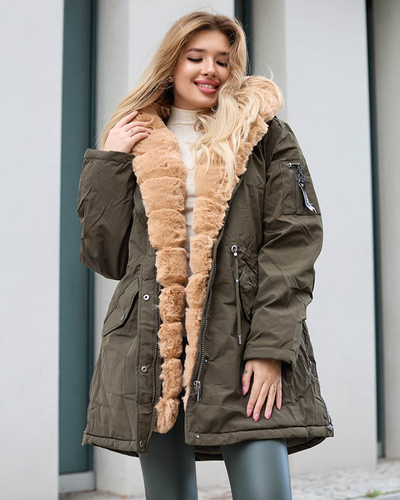 Grüne Damen-Winterjacke PLUS SIZE - Kleidung