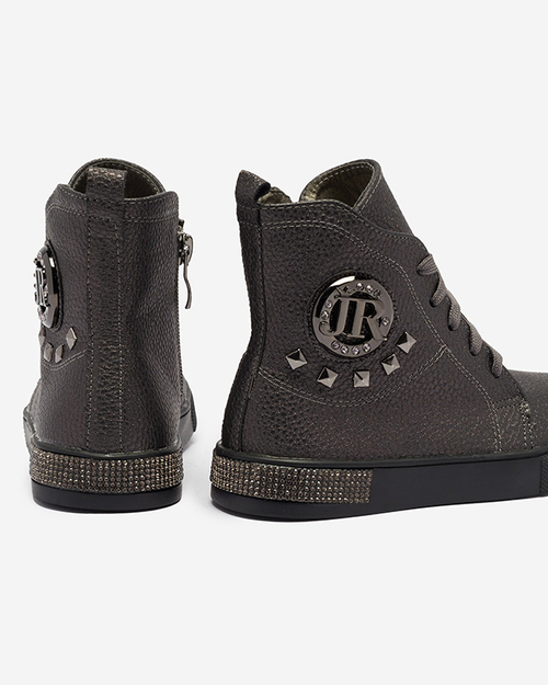 Графітові черевики для дівчинки з декором Arikki