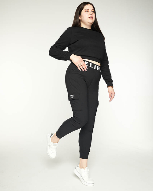 Чорні жіночі штани з кишенями PLUS SIZE