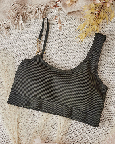 Royalfashion Gerippter Damen-BH mit Zierträger
