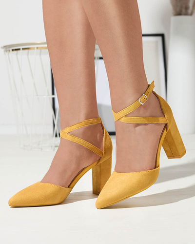 OUTLET Senffarbene Damen-Pumps auf einem Pfosten Amagy- Footwear