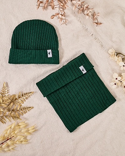 Зимовий універсальний комплект від Royal Fashion - шапка-біні та горло-шарф