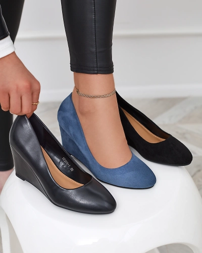 Klassische Damen Pumps aus Öko-Wildleder in schwarzer Farbe Jiwitis - Schuhe