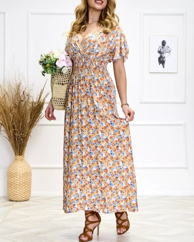 Orange und blaues Midikleid für Damen - Schuhe