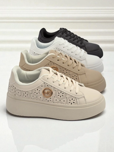 Aurelia Beige Plateausneakers Royalfashion Öko-Leder