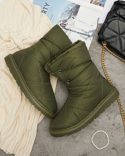 Dunkelgrüne Damenschuhe a'la Schneestiefel Amirfu- Footwear
