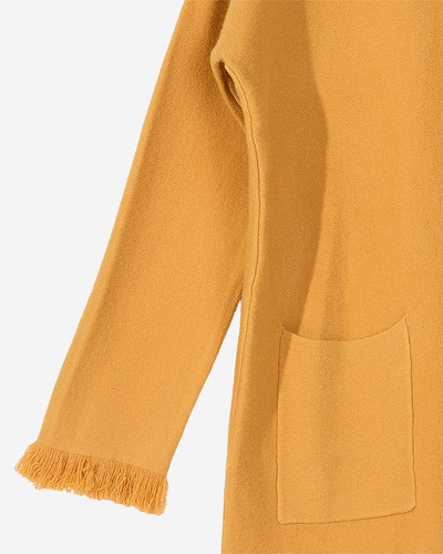 Gelber Damen-Tunika-Pullover mit Fransen - Kleidung