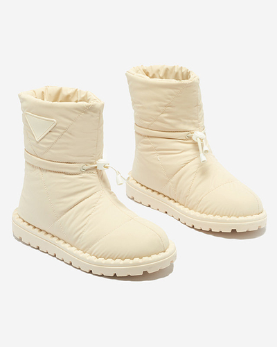 Cremefarbene, gesteppte Damen-Schneestiefel mit flacher Sohle Ferri - Footwear