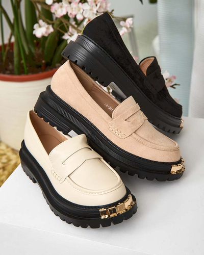 Damen Loafers Aurelia Beige mit 5cm Plateau - Stilvoll und Bequem