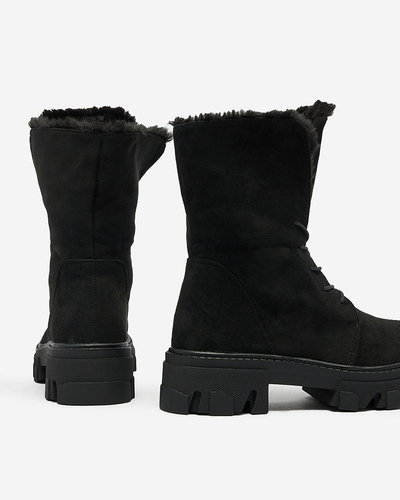 Royalfashion Schwarzer Damen-Schnürstiefel Cavenma